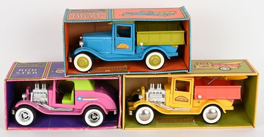 3- BUDDY L PRESSED STEEL HOT RODS w/ BOXES