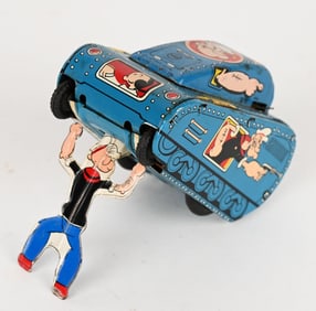 LINEMAR TIN WINDUP POPEYE ROLLOVER TANK
