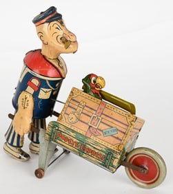 MARX TIN WINDUP POPEYE EXPRESS w/ MOVING PARROT