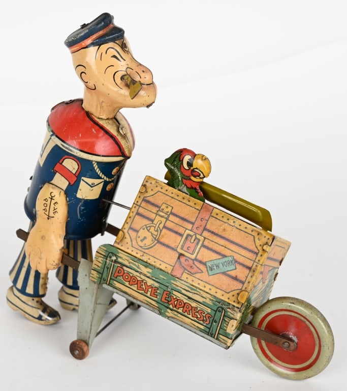 MARX TIN WINDUP POPEYE EXPRESS w/ MOVING PARROT (1 of 8)