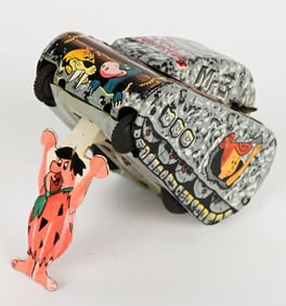 LINEMAR TIN WINDUP FLINTSTONE ROLLOVER TANK