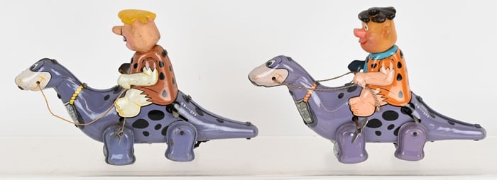 MARX TIN WINDUP FRED & BARNEY ON DINO