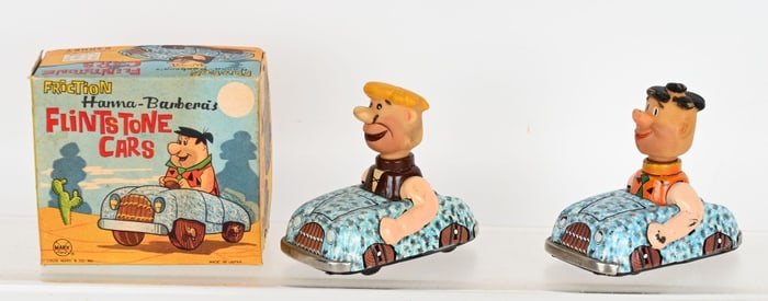 MARX TIN FRICTION FRED & BARNEY FLINTSTONE CARS