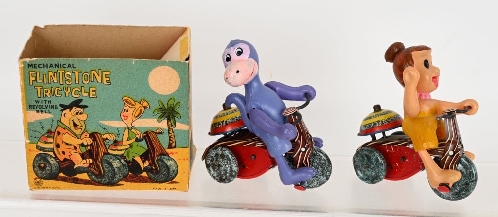 2- MARX TIN WINDUP FLINTSTONE TRICYCLES (1 of 18)