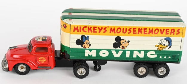 LINEMAR TIN FRICTION MICKEY MOUSE MOVERS TRUCK