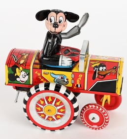 LINEMAR TIN WINDUP MICKEY MOUSE DIPSY CAR