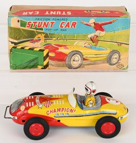 JAPAN TIN FRICTION STUNT RACE CAR w/ BOX