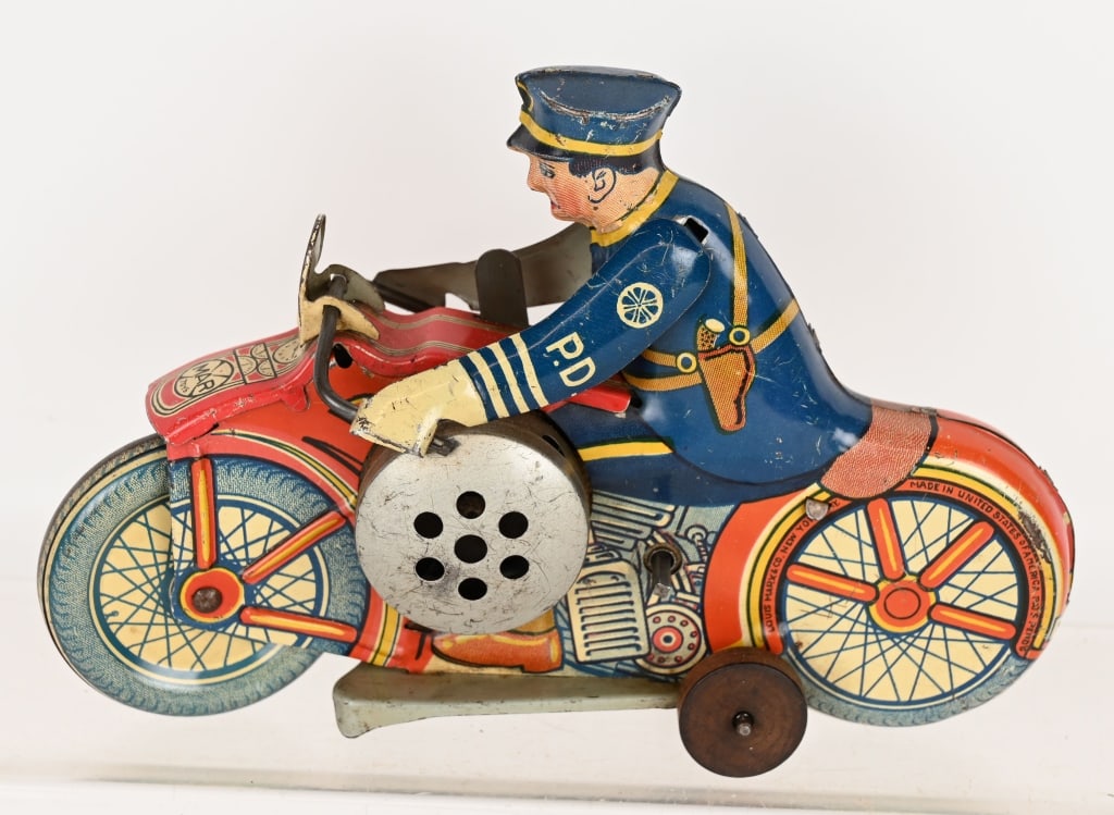 MARX TIN WINDUP PD MOTORCYCLE (1 of 8)