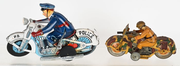 2- VINTAGE TIN MOTORCYCLES