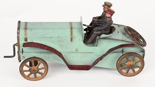 SCHIEBEL TIN WINDUP RACE CAR w/ DRIVERS
