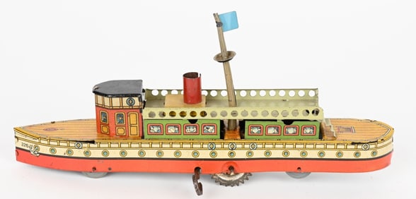 GERMAN TIN WINDUP STEAMSHIP