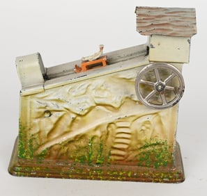 GERMAN DOLL & CIE TIN CHILD SLEDDING STEAM TOY