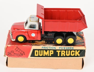 JAPAN TIN FRICTION DUMP TRUCK w/ BOX