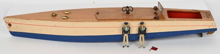 LARGE SEA GULL CLOCKWORK WOOD SPEEDBOAT