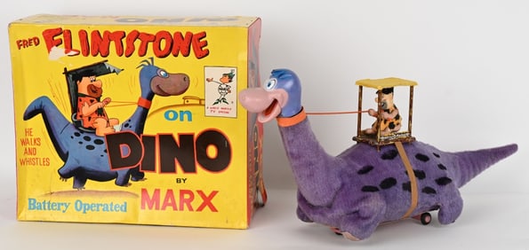MARX BATTERY OP FRED FLINTSTON ON DINO w/ BOX