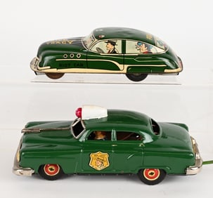 2- MARX & LINEMAR TIN DICK TRACY SQUAD CARS