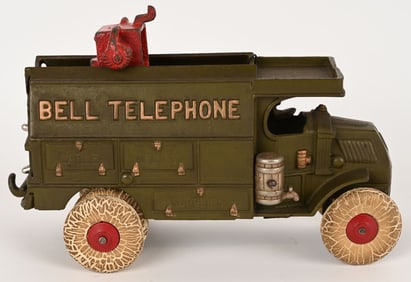 HUBLEY CAST IRON BELL TELEPHONE TRUCK