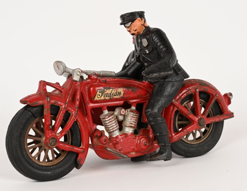 HUBLEY CAST IRON INDIAN MOTORCYCLE w/ SIDECAR (1 of 10)