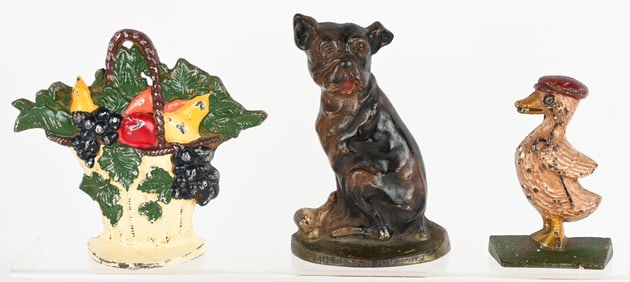 LOT OF 3 CAST IRON DOOR STOPS