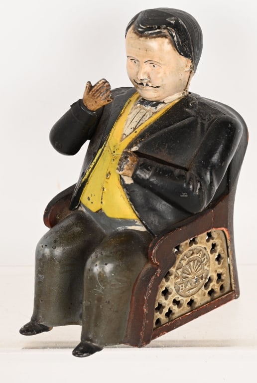 TAMMANY MECHANICAL BANK: All original and complete. has nice paint. 5 1/2" Excellent