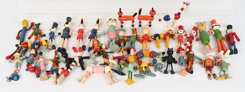 LARGE LOT OF WOOD JOINTED TOYS (1 of 9)