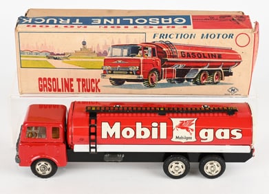 JAPAN TIN FRICTION MOBIL GAS TRUCK w/ BOX