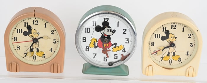 3- MICKEY MOUSE ALARM CLOCKS