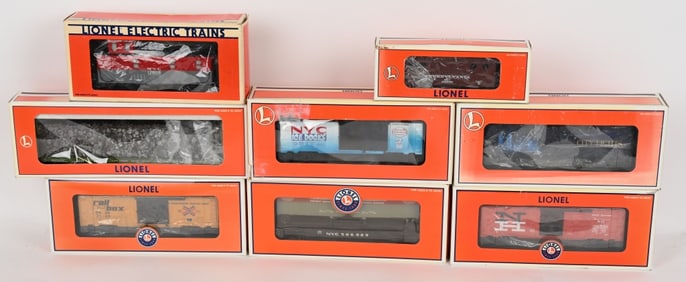 8- LIONEL O GAUGE CARS w/ BOXES