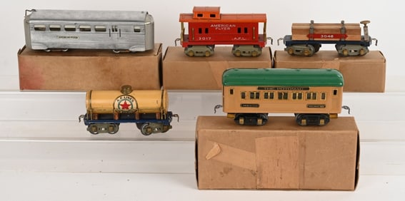 5- AMERICAN FLYER PASSENGER & FREIGHT CARS