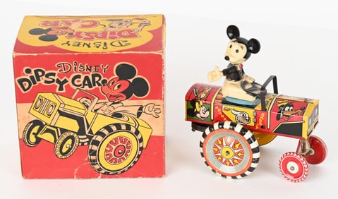 MARX TIN WINDUP MICKEY MOUSE DIPSY CAR w/ BOX