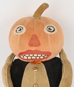 VELVET PLUSH PUMPKIN HEAD HALLOWEEN DOLL