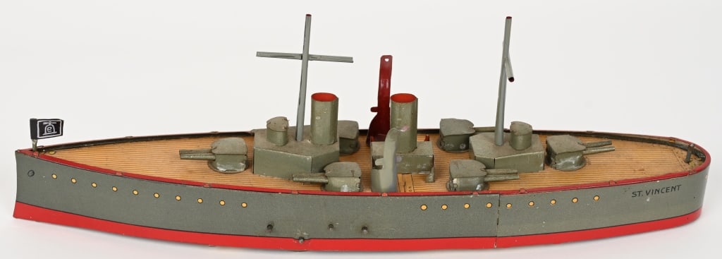 LEHMANN TIN WINDUP "ST. VINCENT" WARSHIP (1 of 3)