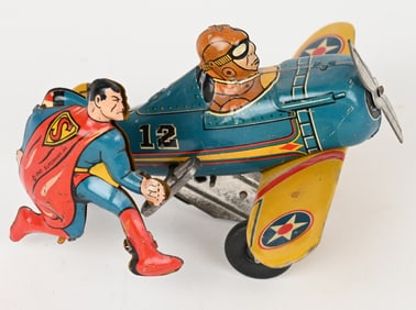 MARX TIN WINDUP SUPERMAN ROLLOVER PLANE
