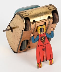 MARX TIN WINDUP SUPERMAN TURNOVER TANK