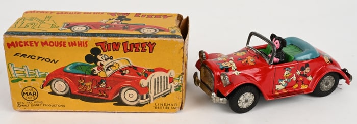 LINEMAR TIN FRICTION MICKEY MOUSE TIN LIZZY w/BOX