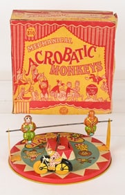 WYANDOTTE TIN WINDUP ACROBATIC MONKEYS w/ BOX