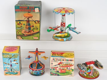 3- JAPAN TIN WINDUP AMUSMENT PARK TOYS w/ BOX