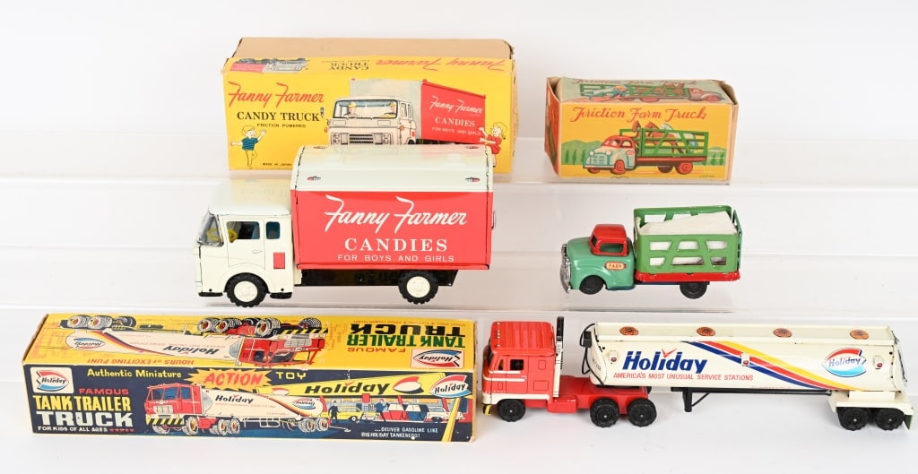 3- JAPAN TIN FRICTION TRUCKS w/ BOXES (1 of 4)