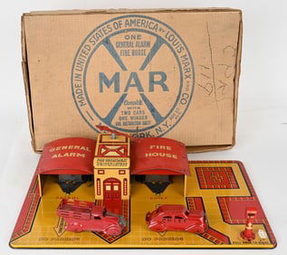 MARX GENERAL ALARM FIRE HOUSE w/ BOX