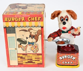 JAPAN BATTERY OP DOG BURGER CHEF w/ BOX