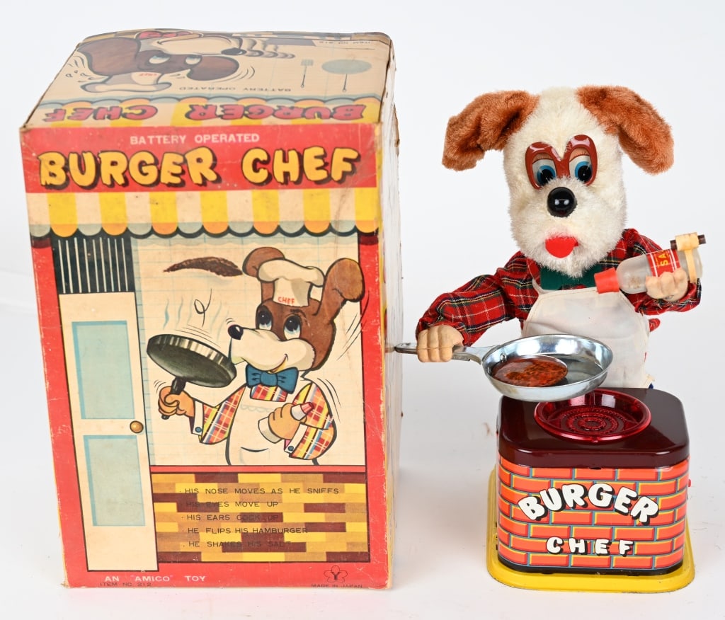 JAPAN BATTERY OP DOG BURGER CHEF w/ BOX (1 of 7)