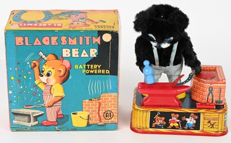 JAPAN BATTERY OP BLACKSMITH BEAR w/ BOX