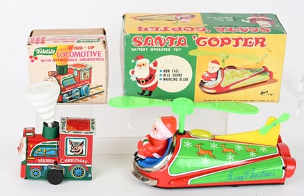 JAPAN BATTERY OP SANTA COPTER & LOCOMOTIVE