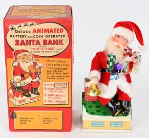 JAPAN BATTERY OP DELUXE SANTA BANK w/ BOX