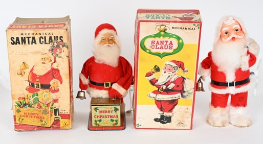 2- JAPAN WINDUP SANTA CLAUS TOYS w/ BOX