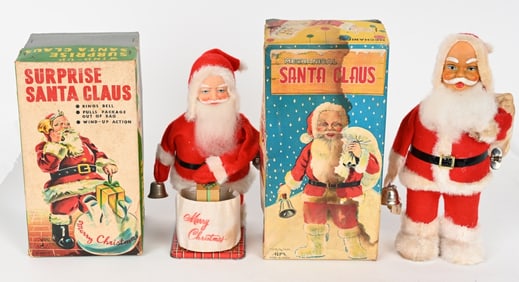 2- JAPAN WINDUP SANTA CLAUS TOYS w/ BOX