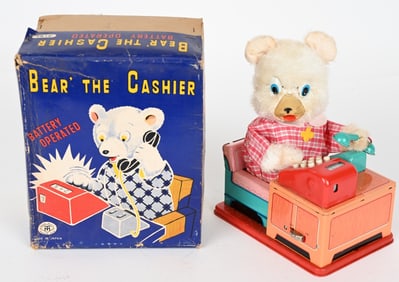 JAPAN BATTERY OP BEAR THE CASHIER w/ BOX