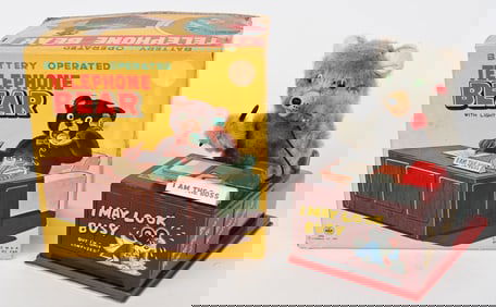 JAPAN BATTERY OP TELEPHONE BEAR w/ BOX