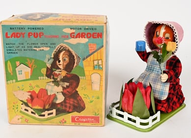 JAPAN BATTERY OP LADY PUP THE GARDENER w/ BOX