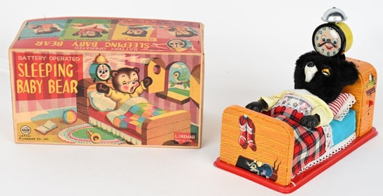 JAPAN BATTERY OP SLEEPING BABY BEAR w/ BOX